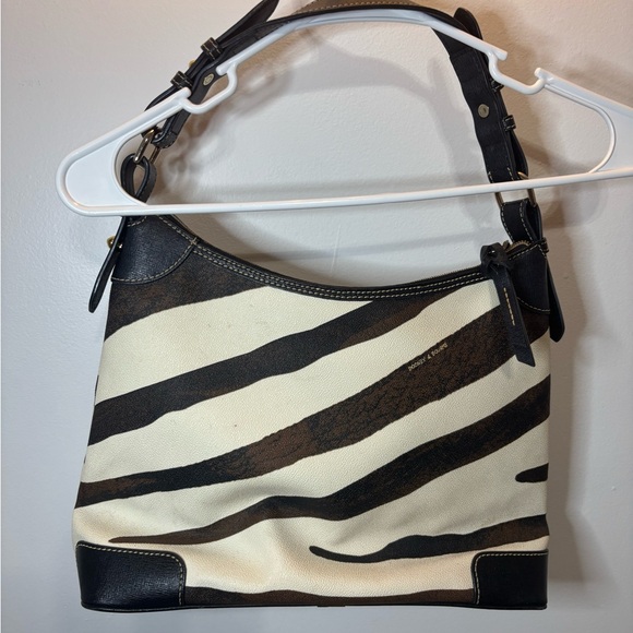 Dooney & Bourke Zebra Print Shoulder Bag - Black and Brown - Picture 2 of 5